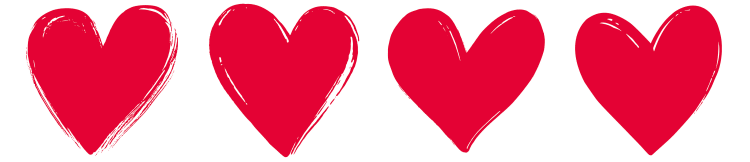 a graphic of four hearts in a row
